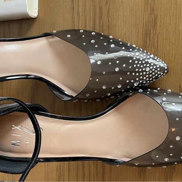 Never Worn- Mix No. 6, Black Patent shoes w/ clear top and rhinestones. - Picture 4 of 6